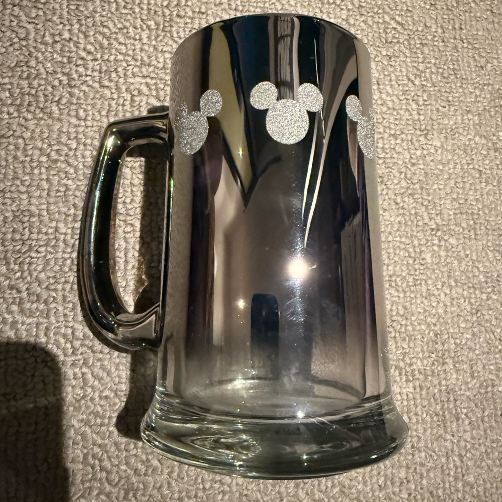 Disney Silver Mickey Mouse Glass Mug
